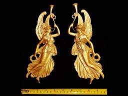 Large Pair Gilt Gold Or White French Style Decorative Wall Furniture Moulding Pediment Plastic Decoration - thumbnail 1