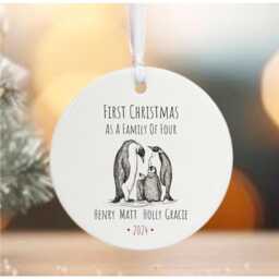 Personalised Porcelain Family Christmas Baubles, Custom Designs With Names, Keepsake Ornament, Tree Hanging Decoration