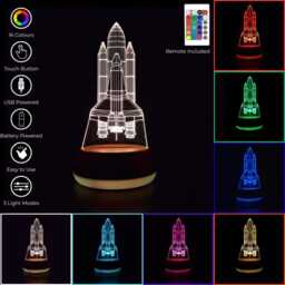 Space Shuttle Led Lamp, Rocket Night Light, Gift, Birthday Present, Party Bedroom Livingroom Gifts - thumbnail 2