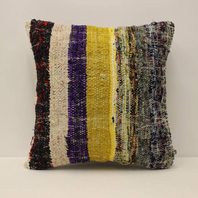Bolster Pillow Sofa 18x18 Inches 45x45 cm Bohemian Vintage Kilim Cushion 4Kbf-741 - image 1