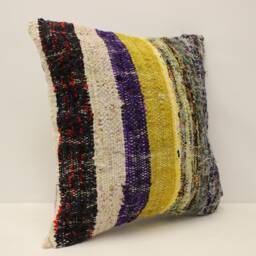 Bolster Pillow Sofa 18x18 Inches 45x45 cm Bohemian Vintage Kilim Cushion 4Kbf-741 - thumbnail 2