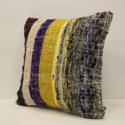 Bolster Pillow Sofa 18x18 Inches 45x45 cm Bohemian Vintage Kilim Cushion 4Kbf-741 - thumbnail 3