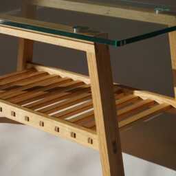 Handmade Solid Oak Coffee Table Toughened Glass Top, Magazine Rack - thumbnail 3
