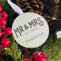 Our First Christmas Mr & Mrs Ornament - & 2023 Bauble Couples - thumbnail 1