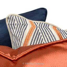 Jane Churchill Zhiri Embroidered Zig Zag Blue Orange Contemporary Cushion Cover - thumbnail 2