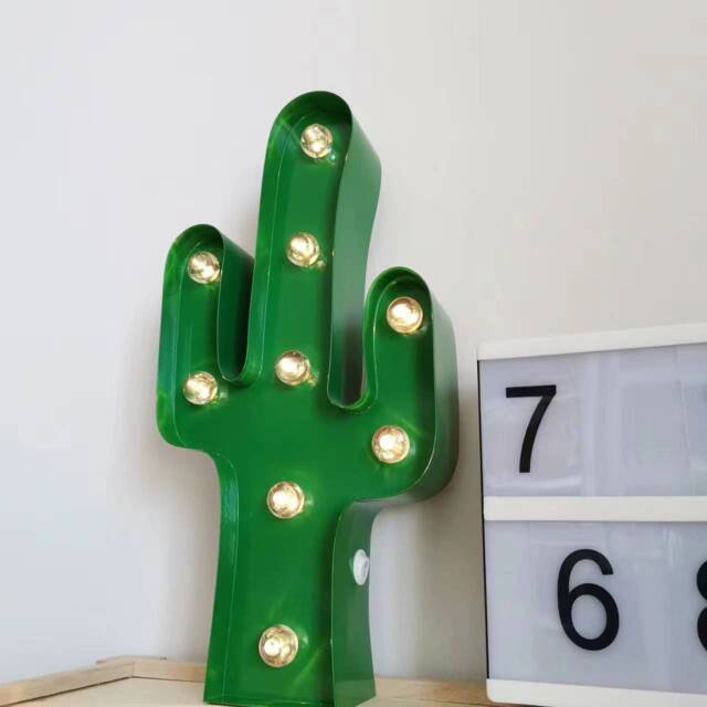 Metal Light-Up Cactus Marquee Sign, Home Bedroom Night Light - image 1