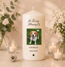 Memorial Dog Candle - Pet Photo in Memory Of Personalized Remembrance Gift Tribute Loss Any Unscented - thumbnail 1