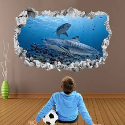 Shark Wall Decal Sticker Mural Poster Print Art Kids Bedroom Home Decor Kl10 - thumbnail 1