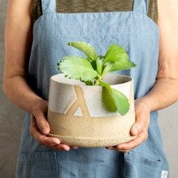 Handmade Ceramic Succulent Planter Pot, Rustic Stoneware - thumbnail 2