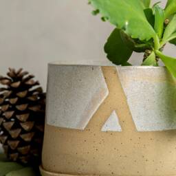Handmade Ceramic Succulent Planter Pot, Rustic Stoneware - thumbnail 4