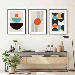 Boho Style Set Of 3 Prints, Colourful Modern Scandinavian Poster Set, 3, Home Decor, Geometric Shapes, Posters - thumbnail 2