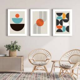 Boho Style Set Of 3 Prints, Colourful Modern Scandinavian Poster Set, 3, Home Decor, Geometric Shapes, Posters - thumbnail 3