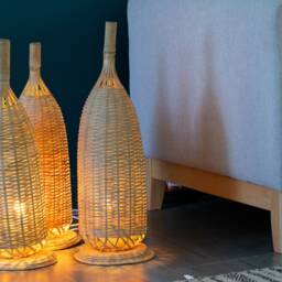 Handmade Bamboo Floor Lamp - Tall Standing Lanterns Boho Rustic Decor - thumbnail 2
