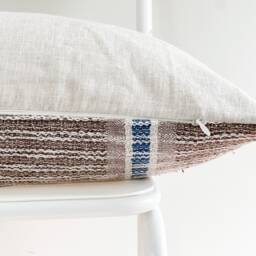 Handwoven Lumbar Pillow Cover Brown Hemp, Vintage Karen Textile - 14x24 - thumbnail 3