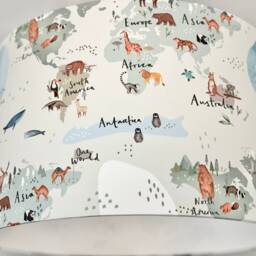 Animal Lampshade, Animal Childrens Lampshade, Map Decor, Safari Themed Nursery, Lamp - thumbnail 2