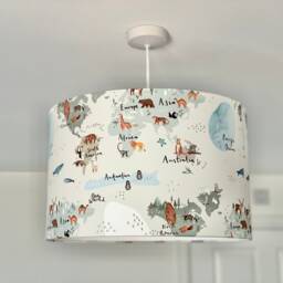 Animal Lampshade, Animal Childrens Lampshade, Map Decor, Safari Themed Nursery, Lamp - thumbnail 3