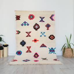 Authentic Azilal Moroccan Rug, Pink Berber Wool 5.1 Ft X 8.2