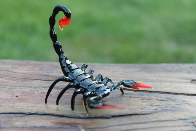 Black Glass Scorpion Figurine Scorpio Miniature, Emperor Sculpture - image 1