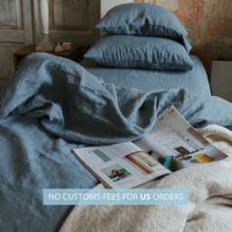 Dark Grey Linen Flat Sheet in King, Queen, Single, Twin & Other Custom Sizes, Bed Cover, Natural Organic Bedspread - thumbnail 2