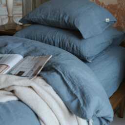 Dark Grey Linen Flat Sheet in King, Queen, Single, Twin & Other Custom Sizes, Bed Cover, Natural Organic Bedspread - thumbnail 4