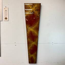 70cm Long Narrow Maroon & Gold Abstract Resin Wall Clock, Modern Unusual Home Decor - thumbnail 2