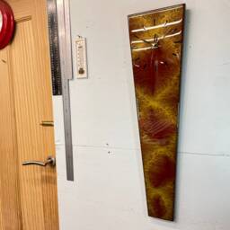 70cm Long Narrow Maroon & Gold Abstract Resin Wall Clock, Modern Unusual Home Decor - thumbnail 4