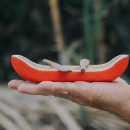 Dugout Boat, Canoe With Paddles, Carved Model, Waldorf Boat Toy, Handmade Wooden Toy Nautical Play, Birthday Gift - thumbnail 3