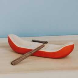 Dugout Boat, Canoe With Paddles, Carved Model, Waldorf Boat Toy, Handmade Wooden Toy Nautical Play, Birthday Gift - thumbnail 4