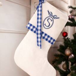 Chinoicery Gingham Christmas Stocking, Blue Stockings, & Wite Stocking - thumbnail 3
