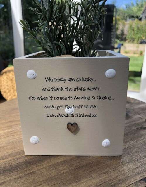 Auntie & Uncle Personalised Flower/Plant Pot Gift Auntie Aunty Aunt ~ Great Or Any Name. Shabby Chic Style Birthday Christmas Etc - image 1
