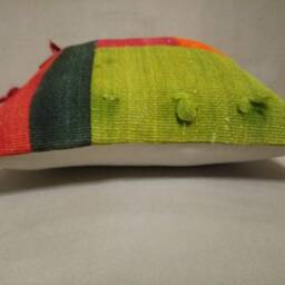 Patchwork Pillow Cover 16 X16 Inches Turkish Nice Colors Pillow Home Decor Perde Kilim Wool Handmade Boho Cushion - thumbnail 3