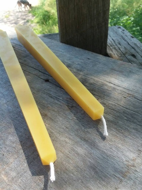 2 Handmade Beeswax Hexagon Taper Candles - 10 Inch Michigan Made - image 1
