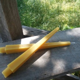 2 Handmade Beeswax Hexagon Taper Candles - 10 Inch Michigan Made - thumbnail 3