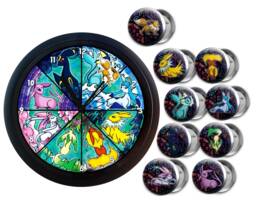 Eeveelution Clock Gift Set - Eevee Button Kids Room Decor Anime