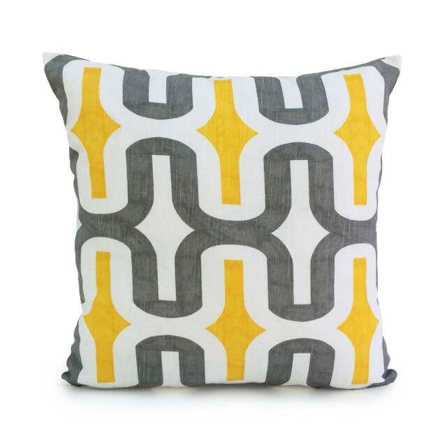 Yellow & Gray On White Pillow, Throw Pillow Cover, Decorative Cushion Pillowcase, Accent Toss Cotton - image 1