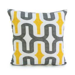Yellow & Gray On White Pillow, Throw Pillow Cover, Decorative Cushion Pillowcase, Accent Toss Cotton - thumbnail 1