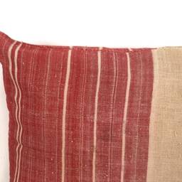 Antique Red Striped Linen Cushion Cover, Handmade Flour Sack Pillow - thumbnail 4