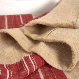 Antique Red Striped Linen Cushion Cover, Handmade Flour Sack Pillow - thumbnail 2