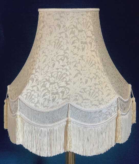 Handmade Cream Floral Lampshade Scalloped Tassel Fringe - image 1