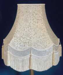 Handmade Cream Floral Lampshade Scalloped Tassel Fringe - thumbnail 1