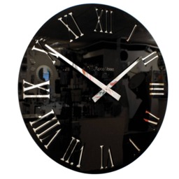 Gloss Black Mirror Roman Wall Clock - thumbnail 1