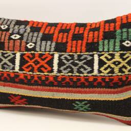 Turkish Kilim Lumbar Pillow Cover, Handmade Wool, 12x20 - thumbnail 3