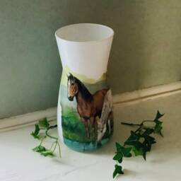 Decoupage Glass Vase Horse, Pony Design - thumbnail 2