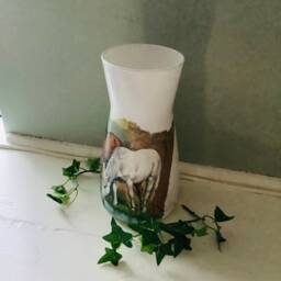 Decoupage Glass Vase Horse, Pony Design - thumbnail 3