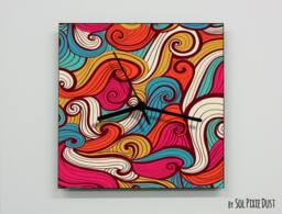 Colorful Japan Waves Abstract Seamless Pattern Wall Clock - thumbnail 1
