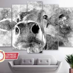 Abstract Pretty Cow Canvas Print, Paintings, Cute Art, Photo, Farm Wall Art - thumbnail 4