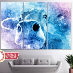 Abstract Pretty Cow Canvas Print, Paintings, Cute Art, Photo, Farm Wall Art - thumbnail 3