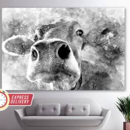 Abstract Pretty Cow Canvas Print, Paintings, Cute Art, Photo, Farm Wall Art - thumbnail 2