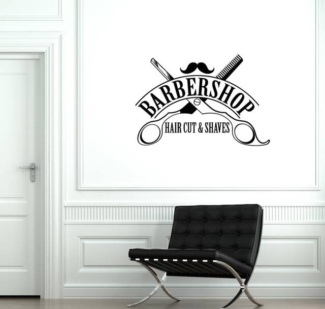 Barbershop Vinyl Wall Decal Hair Cut Shaves Salon Decor Interior Stickers Mural - #2870Di - image 1