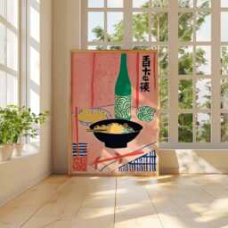 Japanese Ramen Bowl Art Print, Minimalist Asian Kitchen Wall Poster, Modern Food Illustration, Restaurant Decor Print - thumbnail 3
